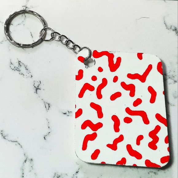 NEW Handmade Keychain Bag Tag! Italian Wood ArtDeco2. "I LOVE My Bag" Wood Heart - Picture 4 of 6